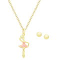 Load image into Gallery viewer, Ballerina Pendant & Ball Stud Earrings Set in 18K Gold over Sterling Silver
