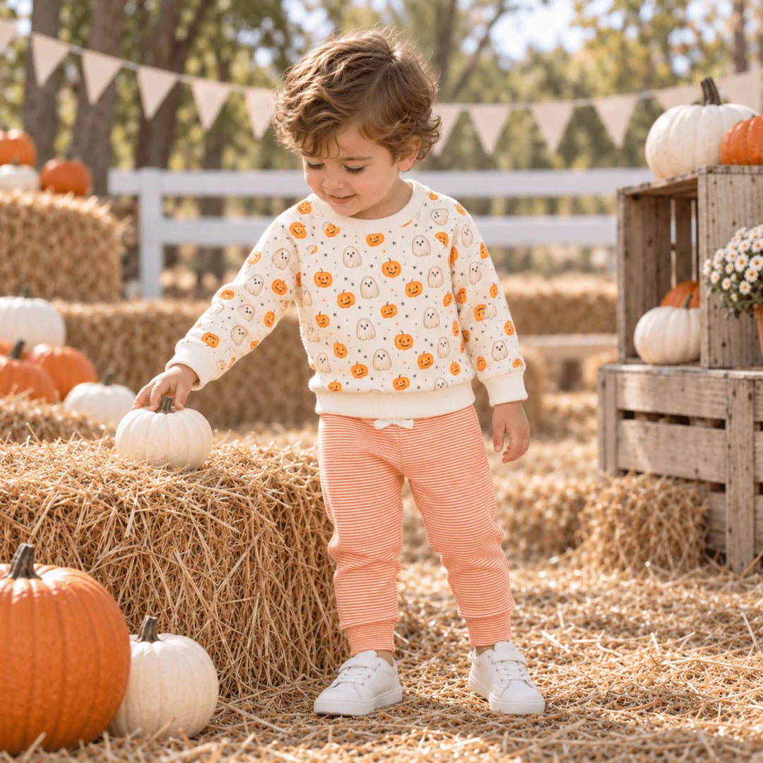 Pumpkin and Boo Pullover Sweatshirt