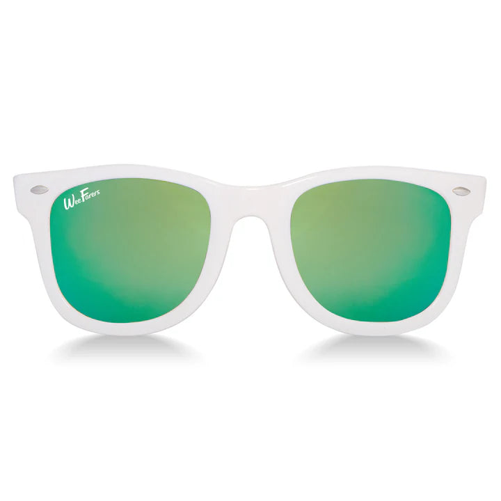 White with Sea Green Polarized WeeFarers Children Sunglasses