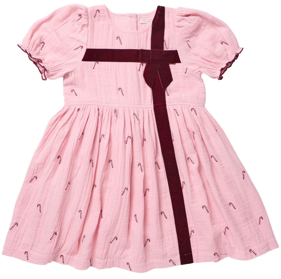 Liliana Dress Pink Velvet Bow