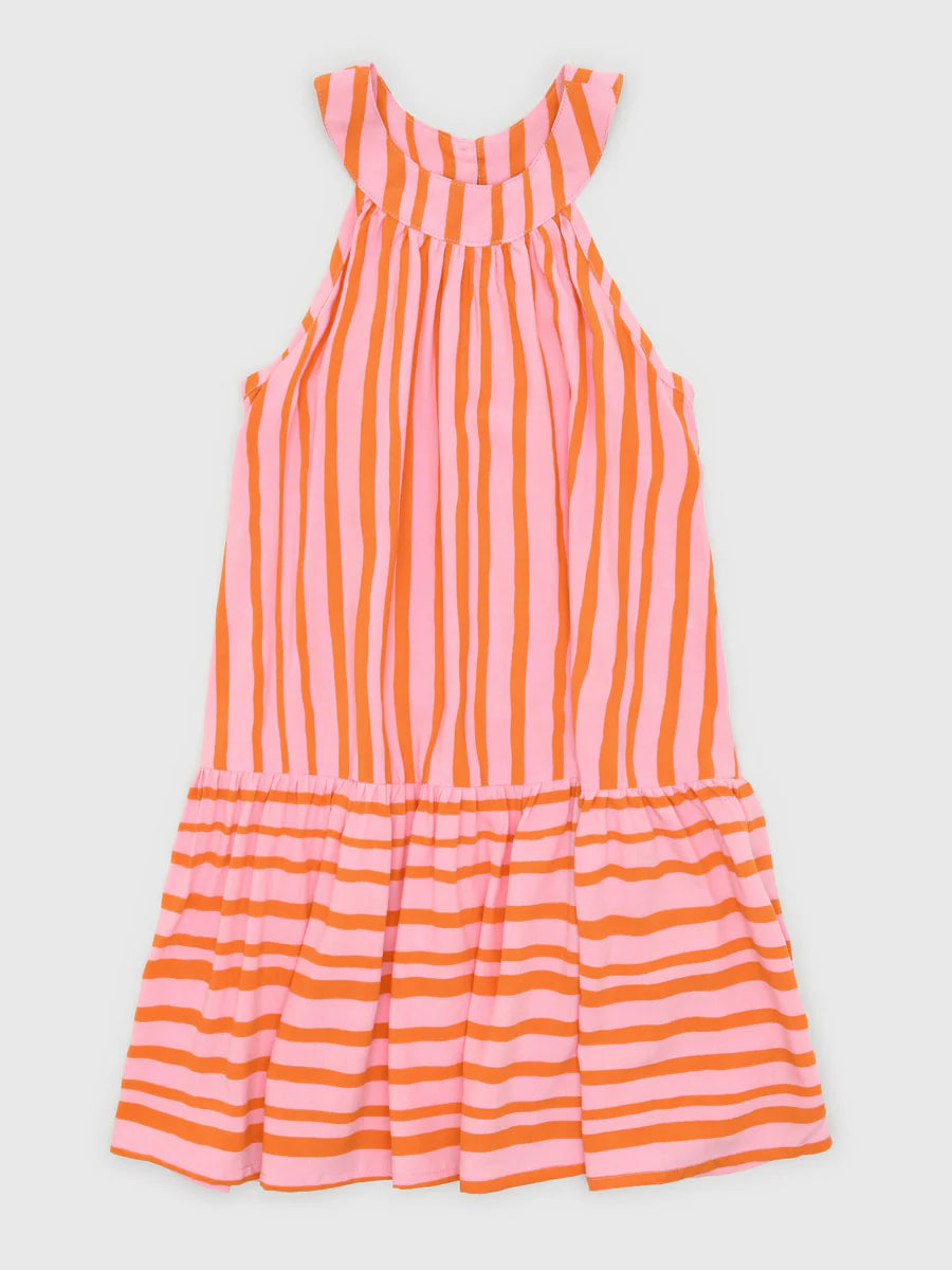 Coral Pink Stripe Emerson Dress