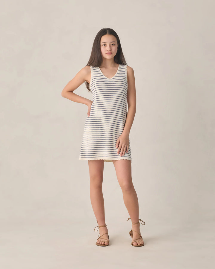 Teen Crochet Tank Mini Dress Marine Stripe