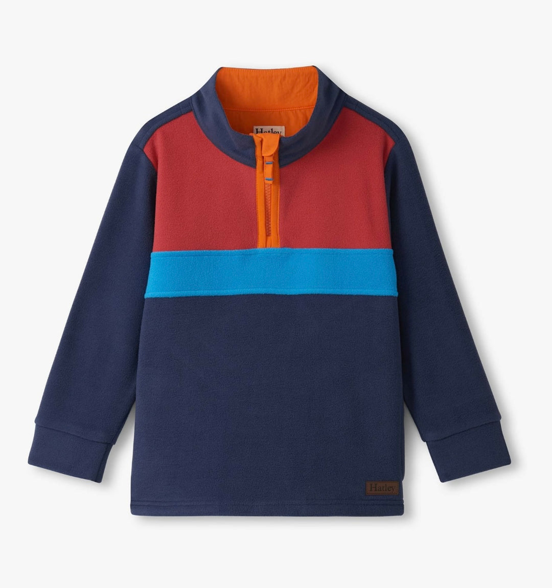 Navy Color Block Fleece 1/4 Zip Mock Neck