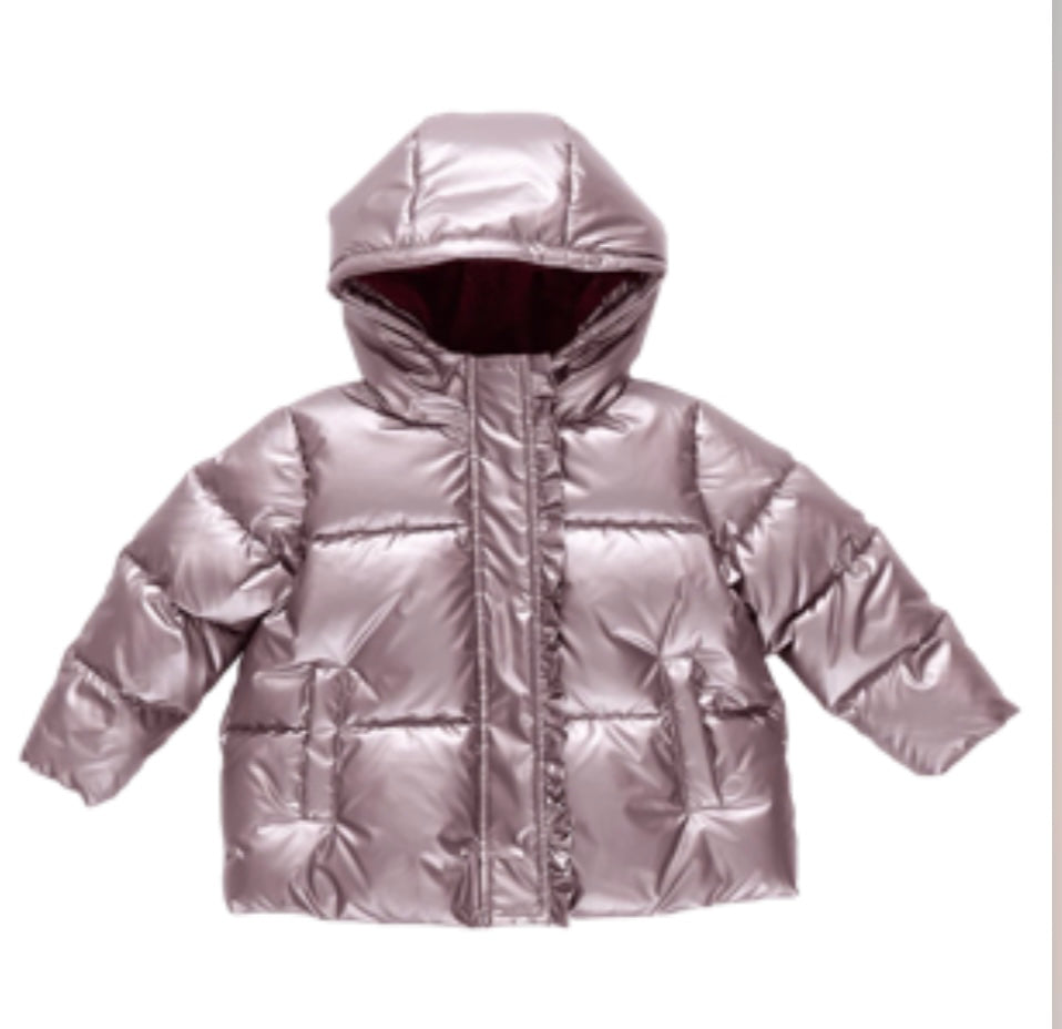 Vintage Rose Metallic Ruffle Pete Puffer