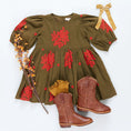 Load image into Gallery viewer, Brooke Dress Dark Olive with Embroidery
