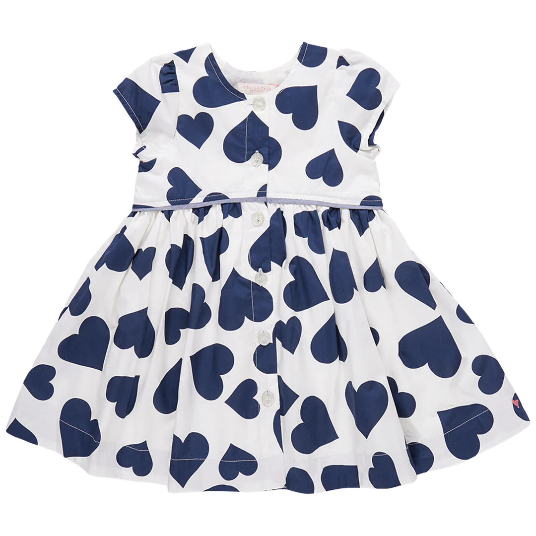 Navy Tossed Hearts Fatima Dress