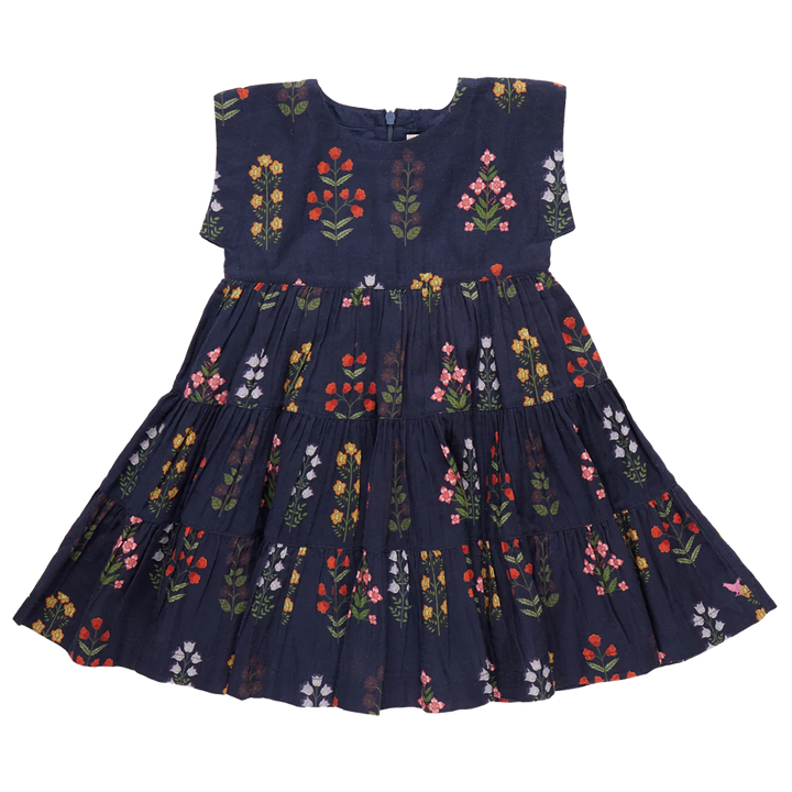 Navy Field Floral Peachy Dress