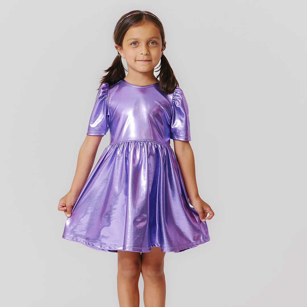 Laurie Dress Lame Purple Sparkle