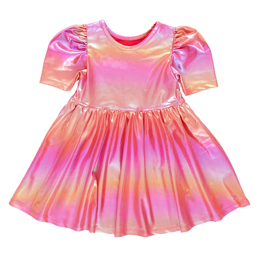 Laurie Dress Rainbow Pink Lame