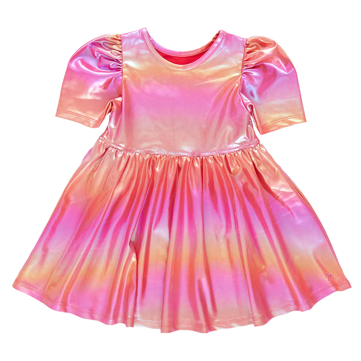 Laurie Dress Rainbow Pink Lame