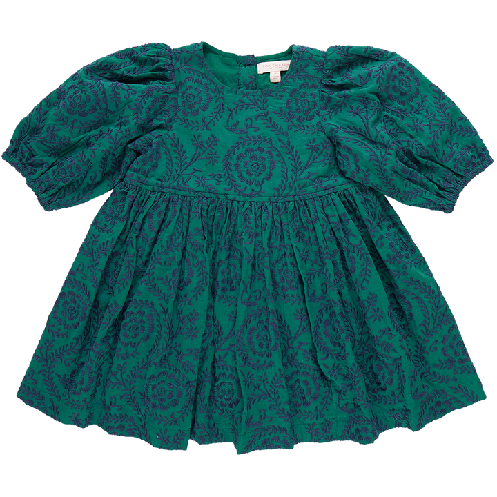 Brooke Dress Evergreen Blooming Embroidery