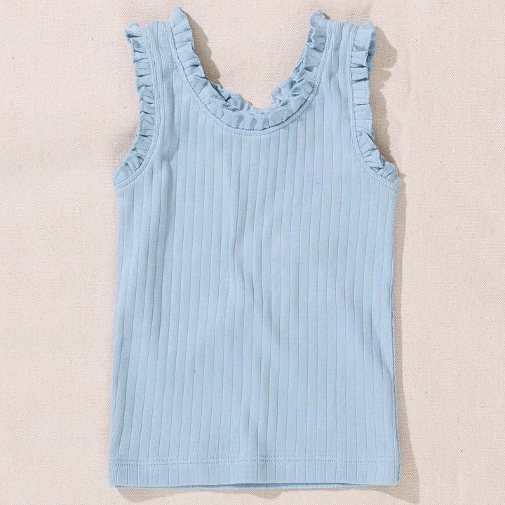 Joy Ruffle Rib Tank Light Blue