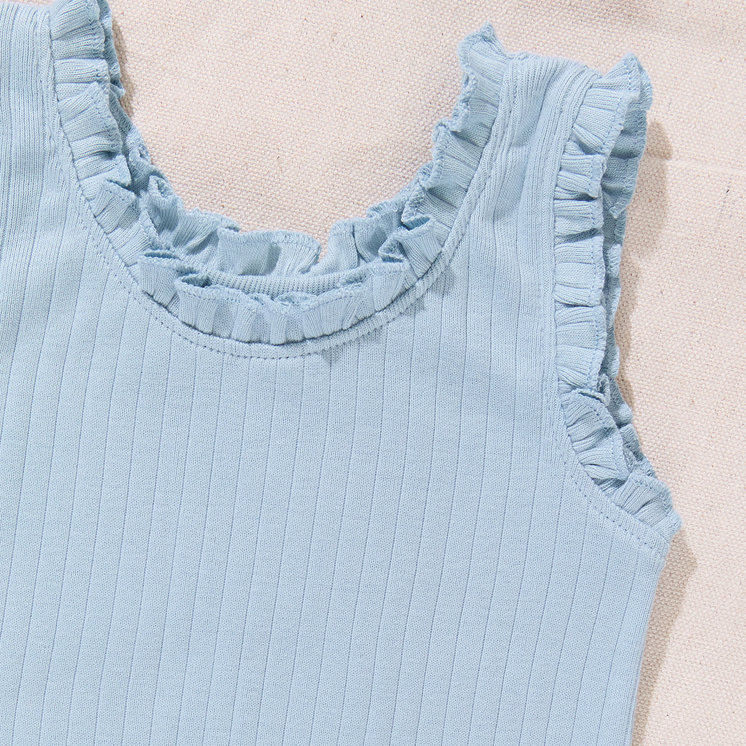 Joy Ruffle Rib Tank Light Blue