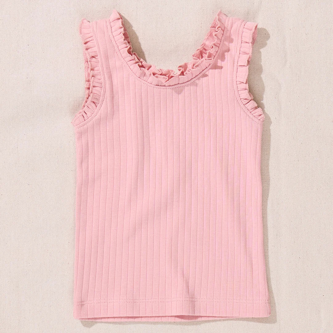 Joy Ruffle Rib Tank Pink