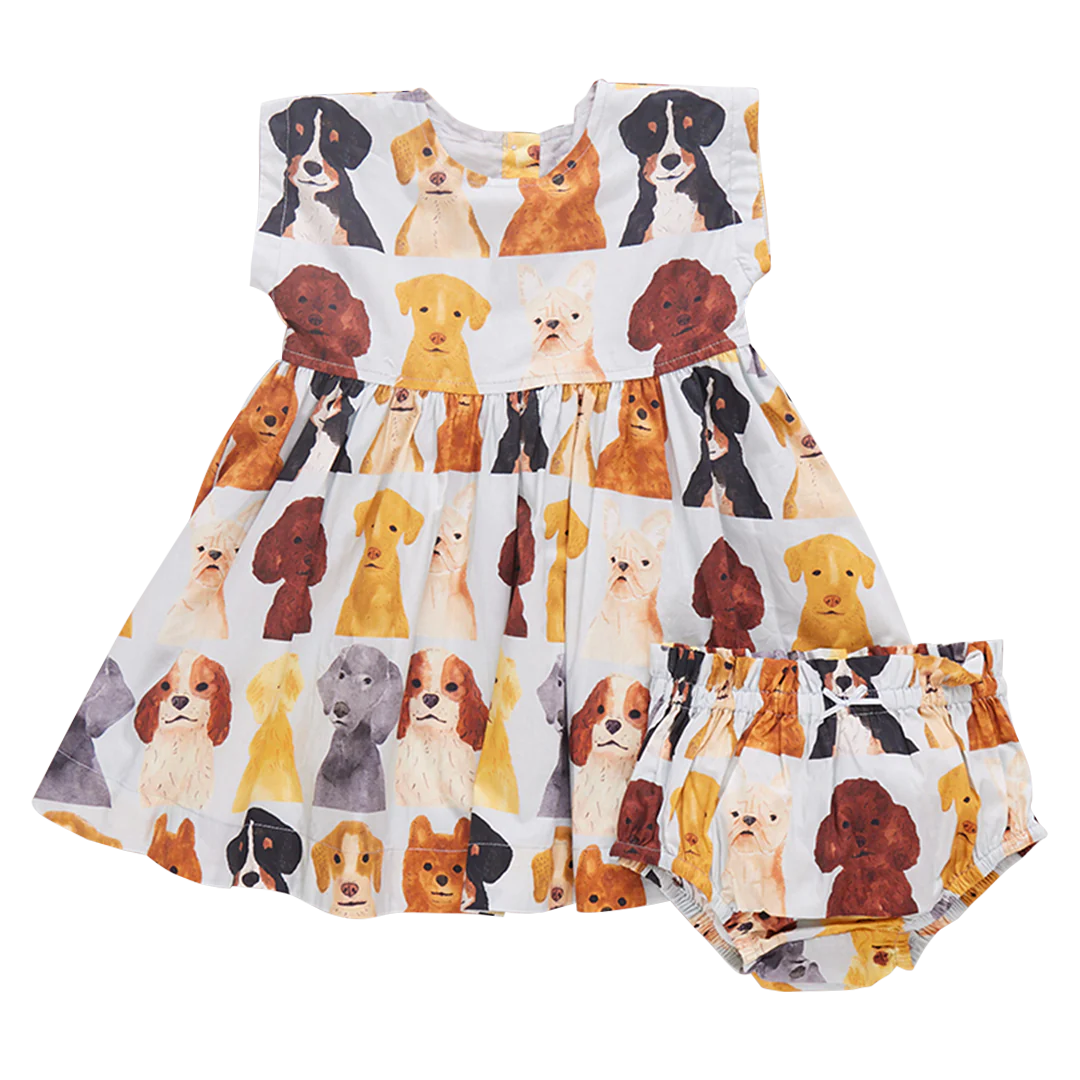 Adaline Dress Set Watercolor Dogs