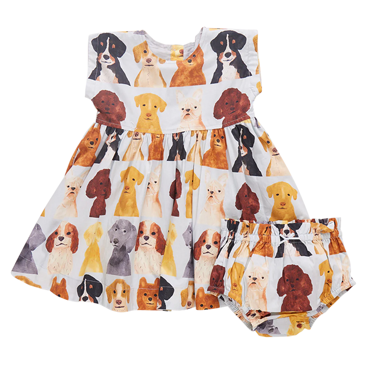 Adaline Dress Set Watercolor Dogs