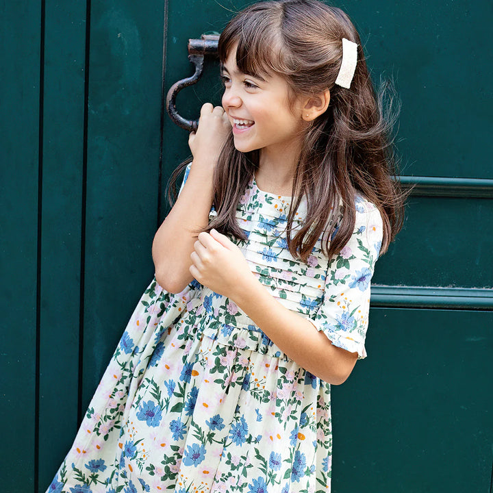 Raquel Dress Melon Daisy Floral