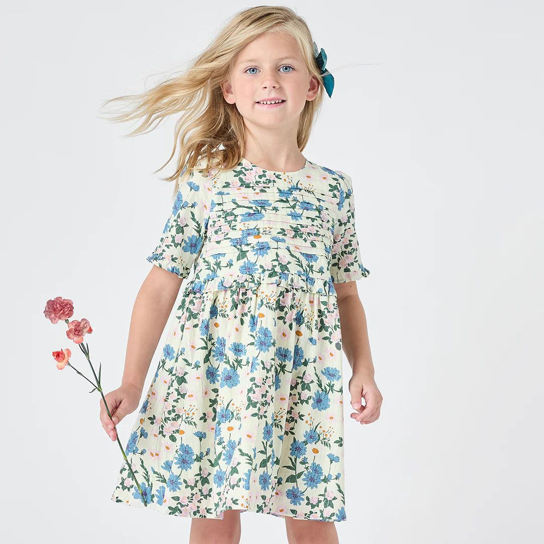 Raquel Dress Melon Daisy Floral