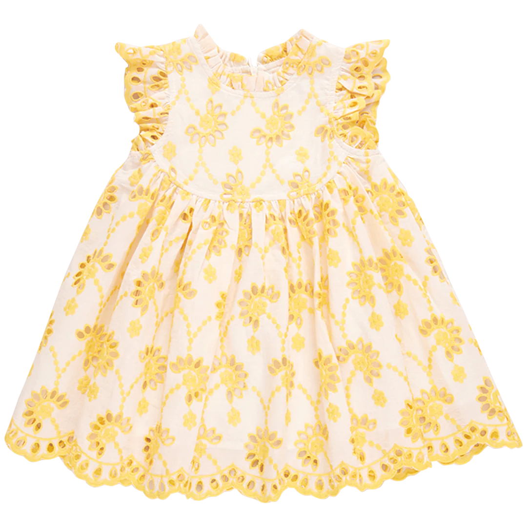 Cynthia Dress Bright Yellow Eyelet