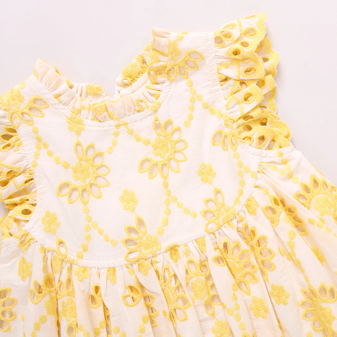 Cynthia Dress Bright Yellow Eyelet