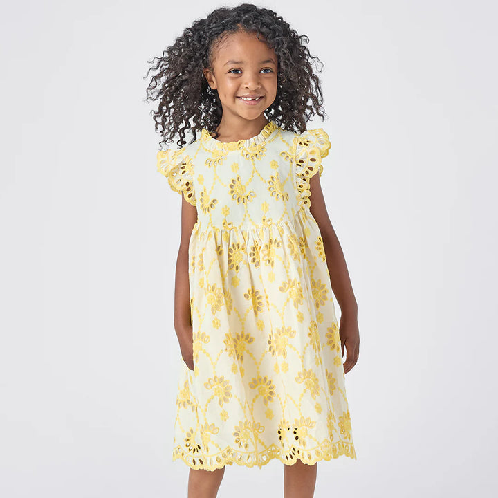 Cynthia Dress Bright Yellow Eyelet