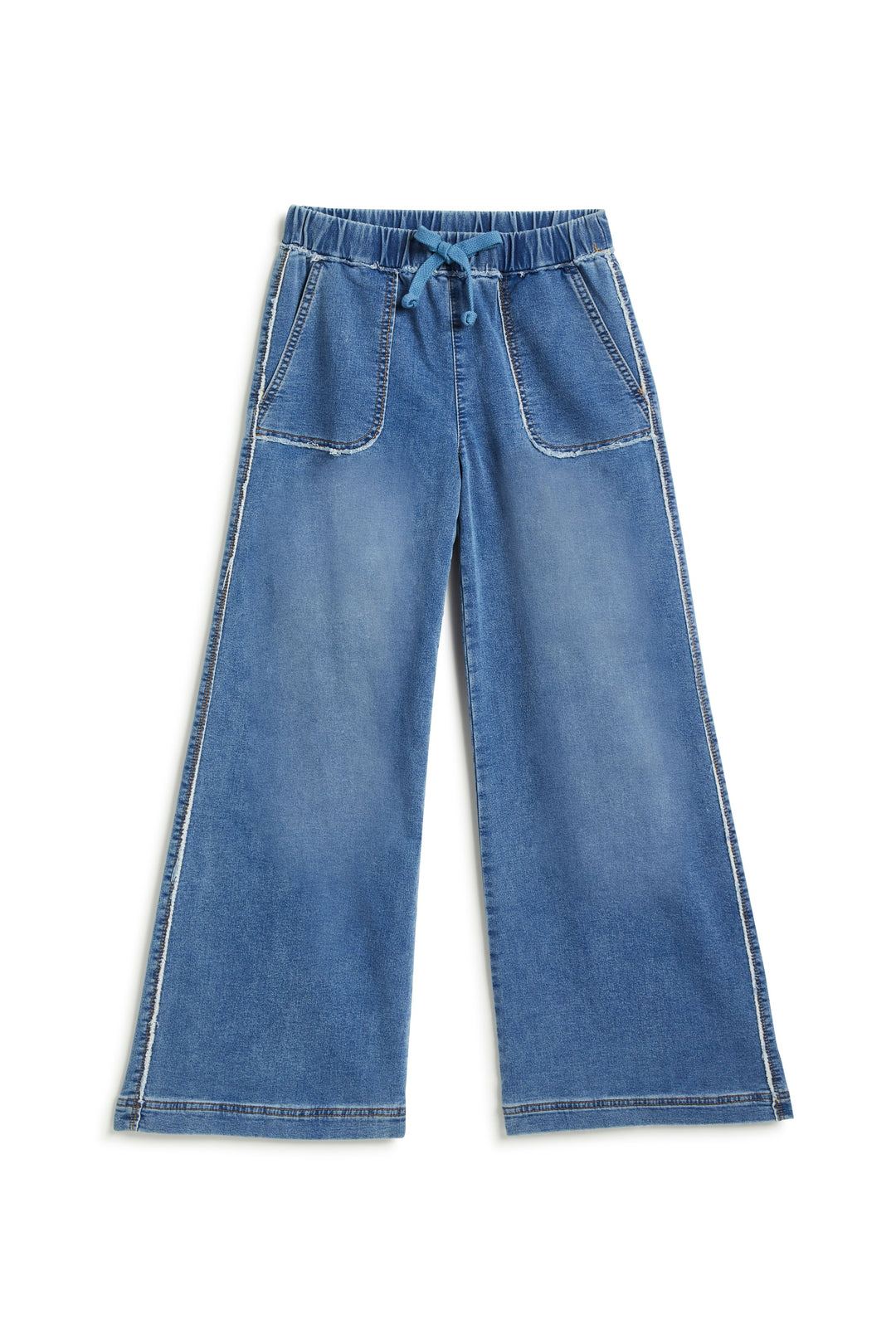Drawstring Wide Leg Pant with Fray Hem