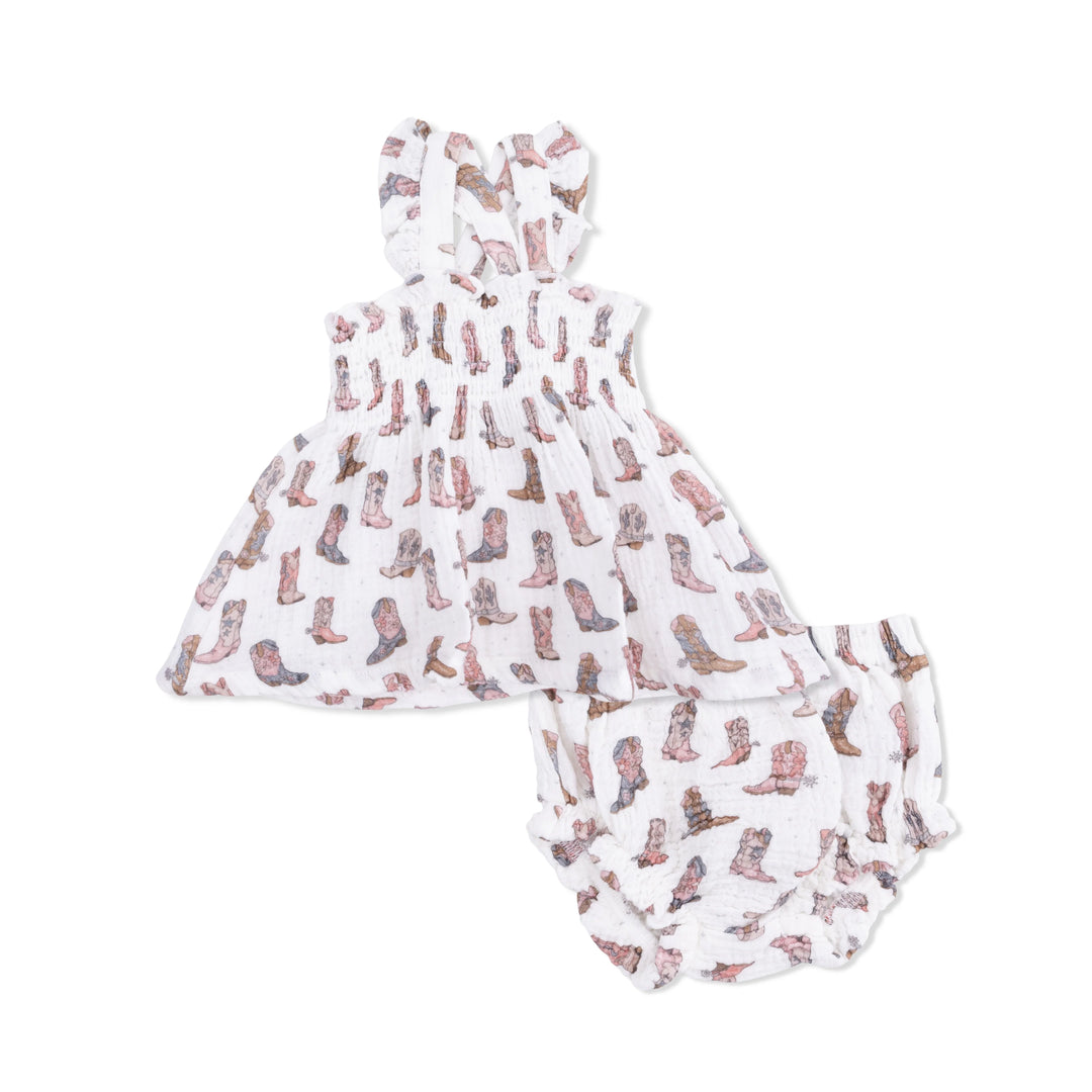 Cowgirl Boots Smocked Top with Bloomer