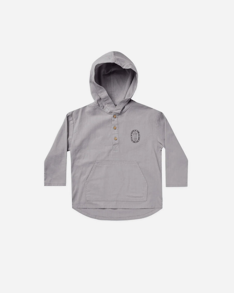 Henley Hoodie French Blue
