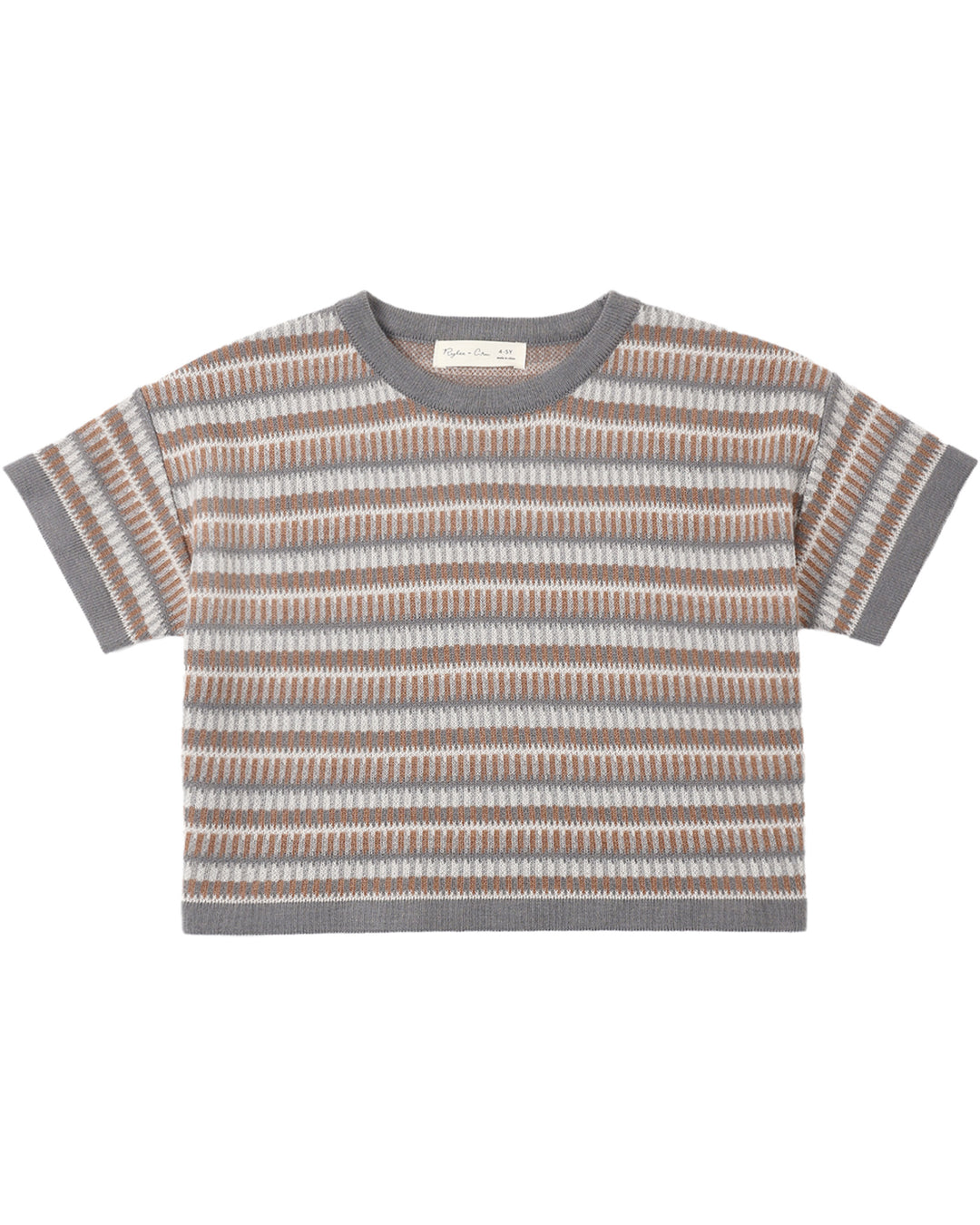 Boxy Crop Knit Tee – Multi-Stripe
