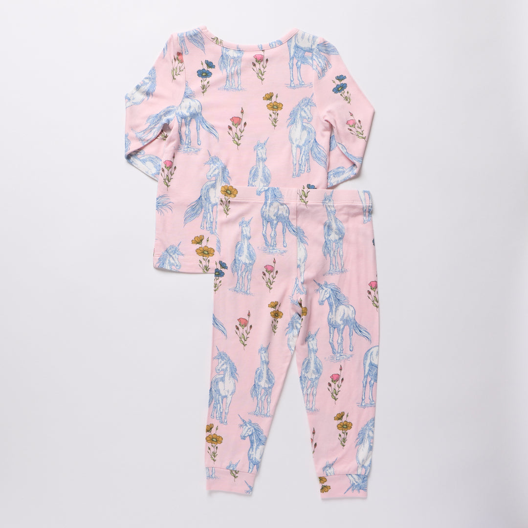 Bamboo PJ Set – Pink Unicorn Fields
