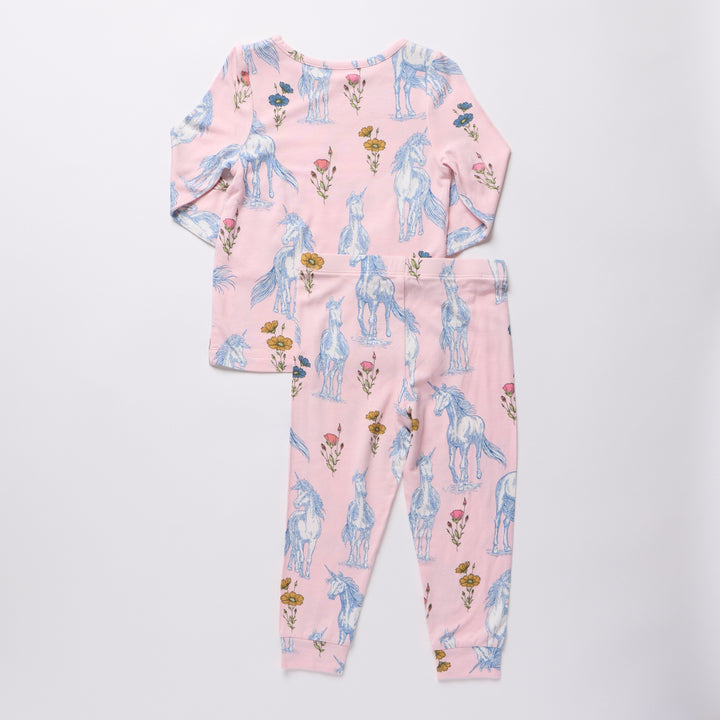 Bamboo PJ Set – Pink Unicorn Fields
