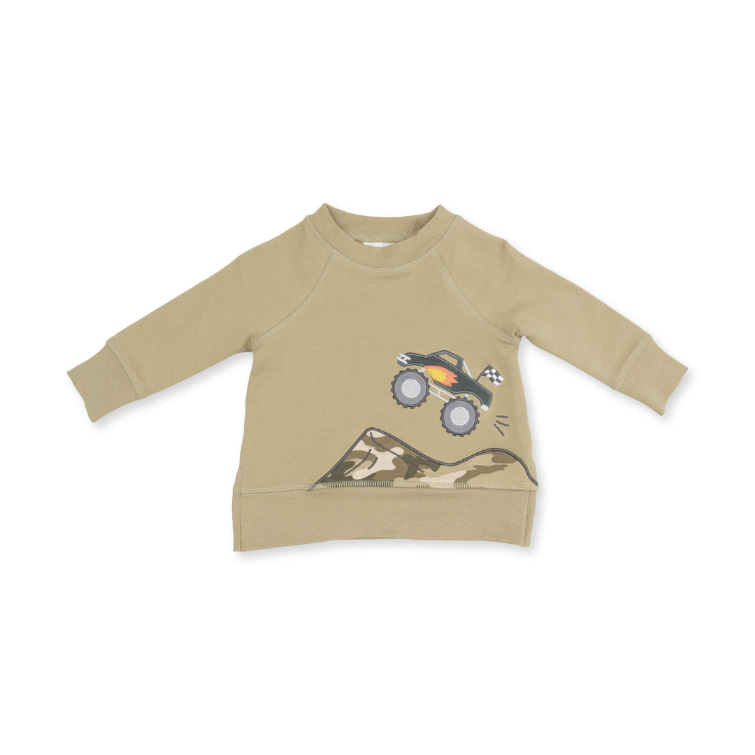 Camo French Terry  Drop‑Sleeve Sweatshirt