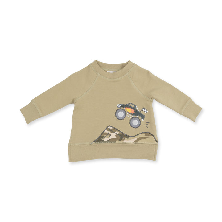 Camo French Terry  Drop‑Sleeve Sweatshirt