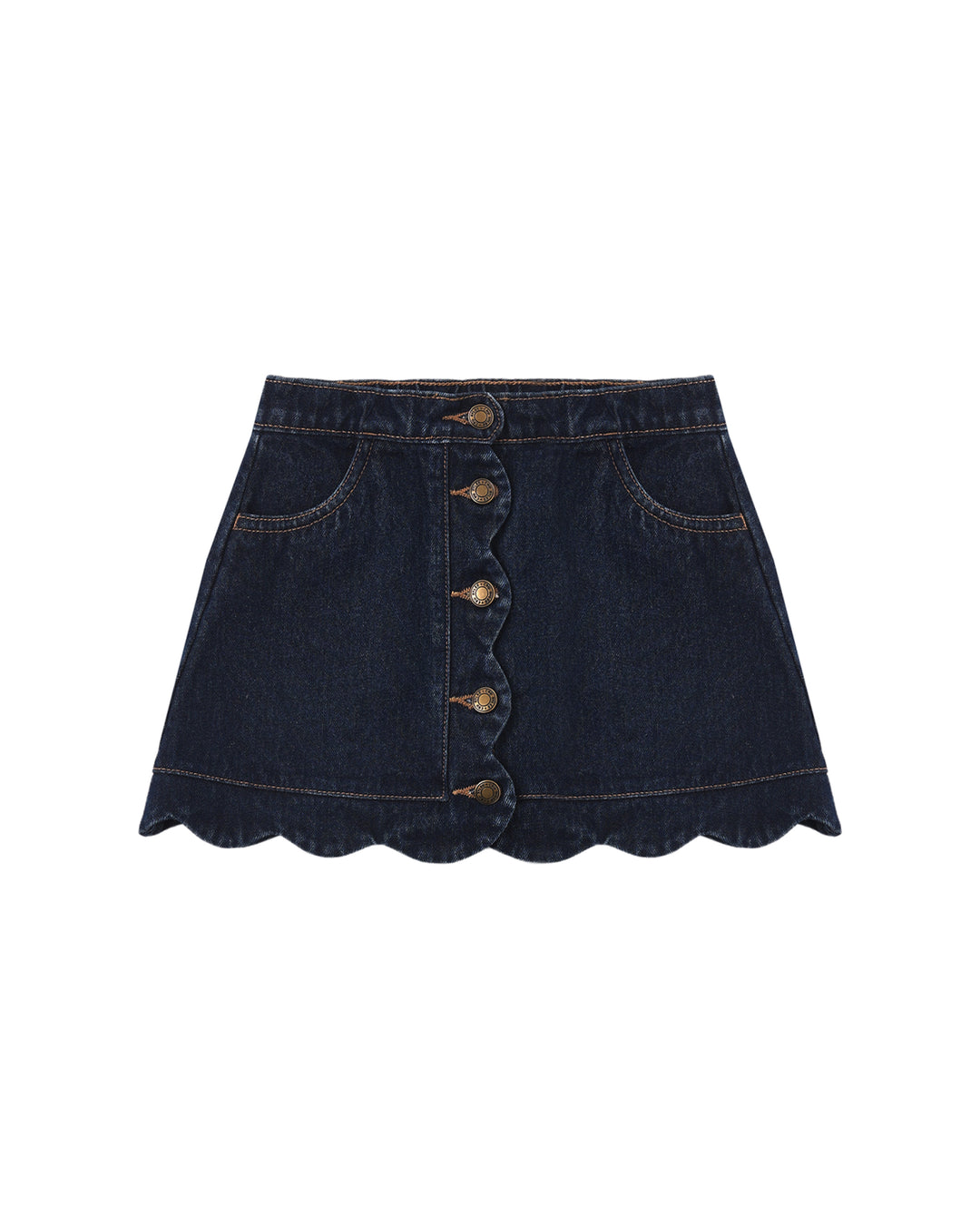 Scallop Mini Skirt – Dark Indigo