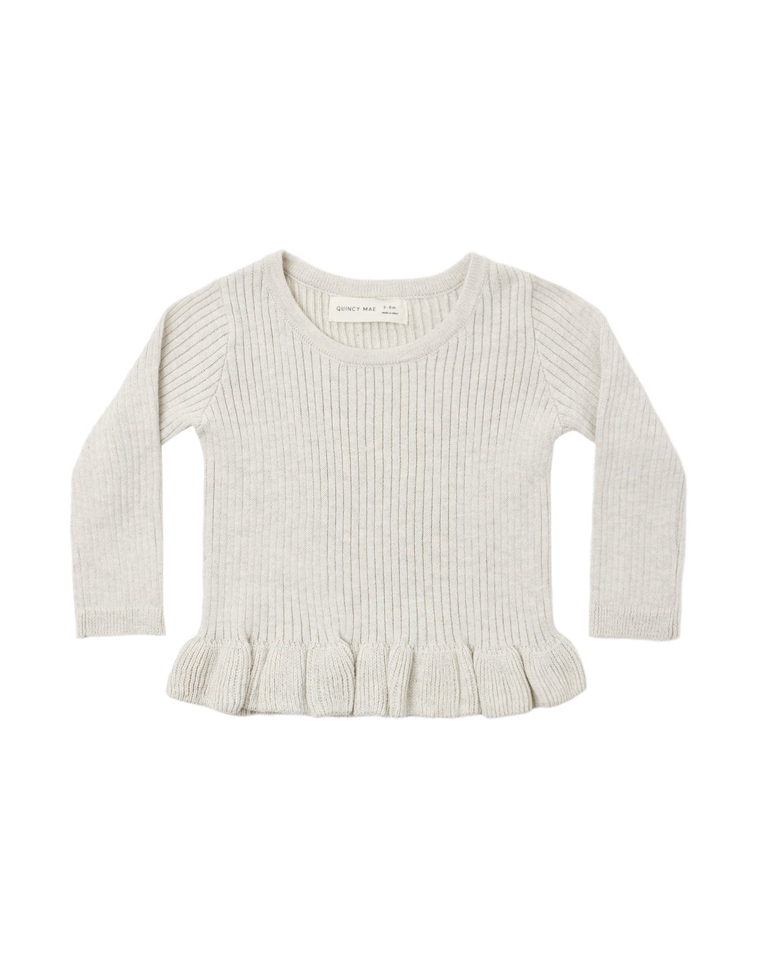 Rib Knit Peplum Top – Heathered Oatmeal