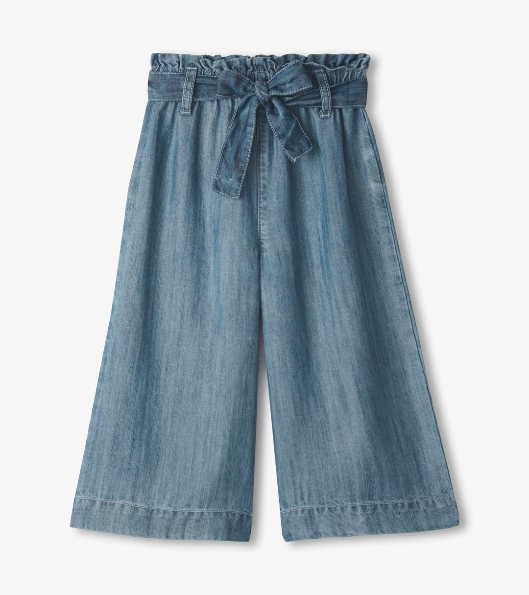Smokey Blue Wash Cropped Paper Bag Pants