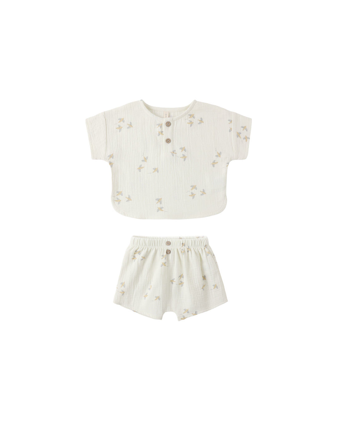 Woven Boxy Top Short Set Bird