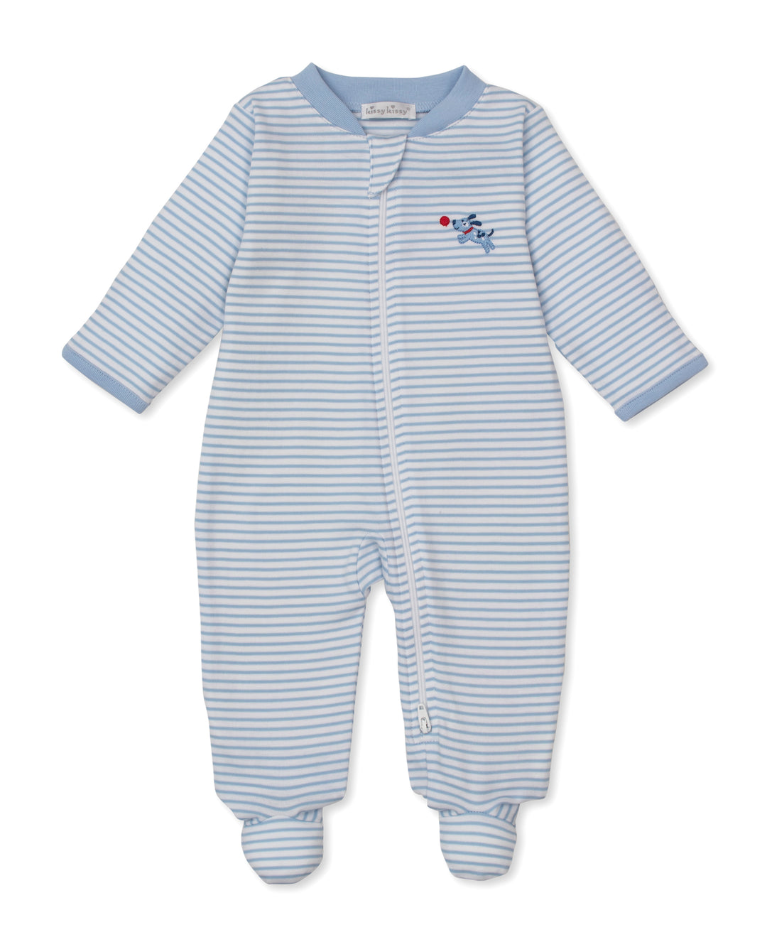 Puppy Patch Footie with Zipper Striped