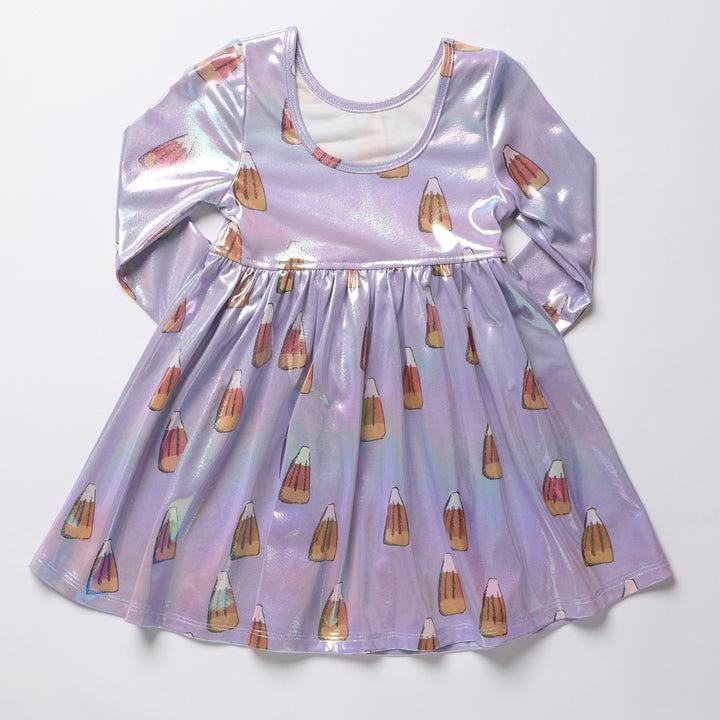 Lamé Steph Dress – Lavender Candy Corn