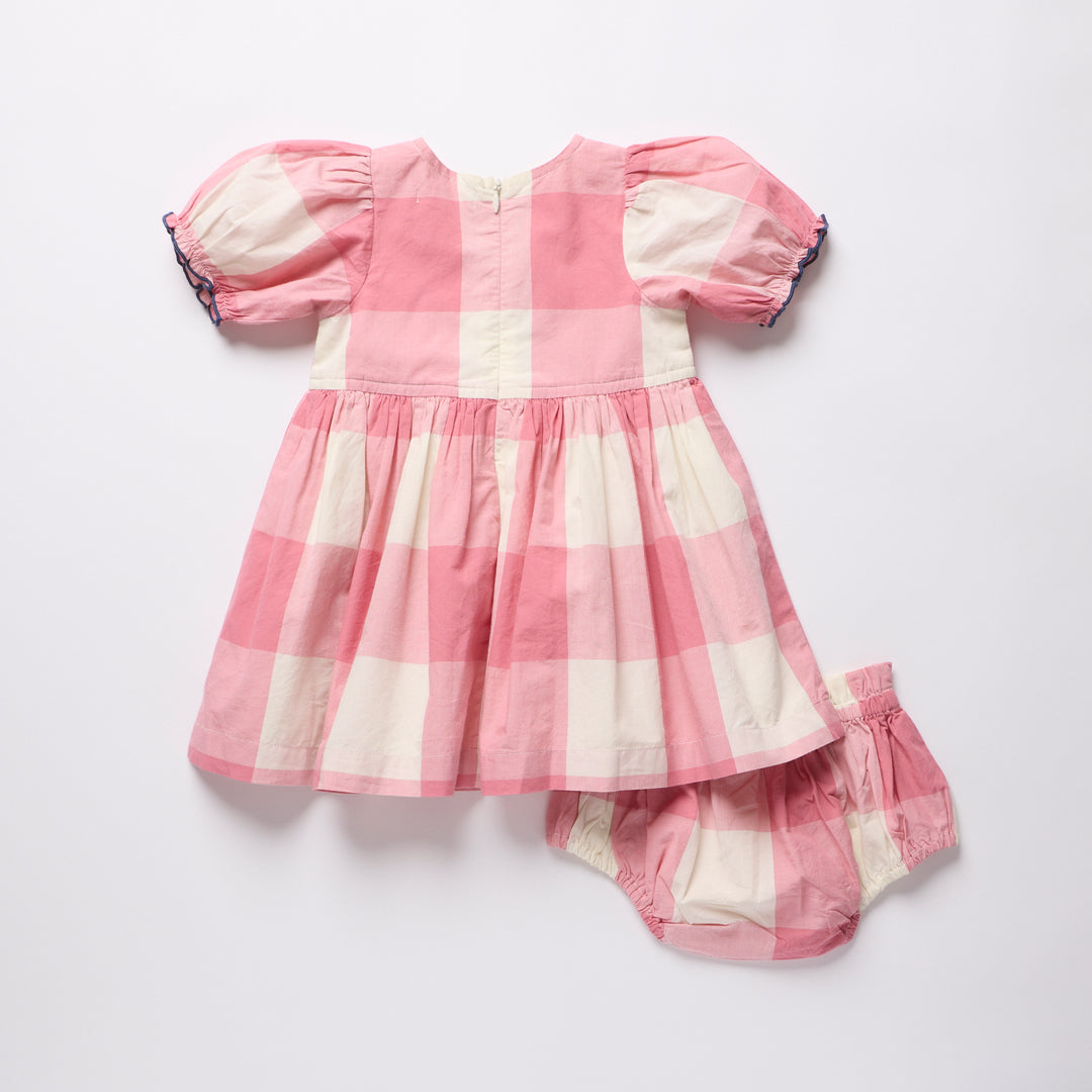 Baby Girls Hermione Dress Set – Pink Check