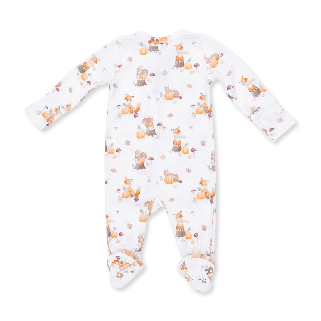 Woodland Animals with Pumpkins 2‑Way Zipper Footie