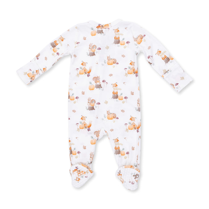Woodland Animals with Pumpkins 2‑Way Zipper Footie