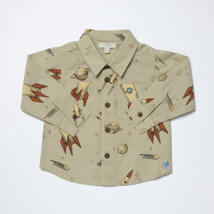 Long Sleeve Jack Shirt – Space Rocket