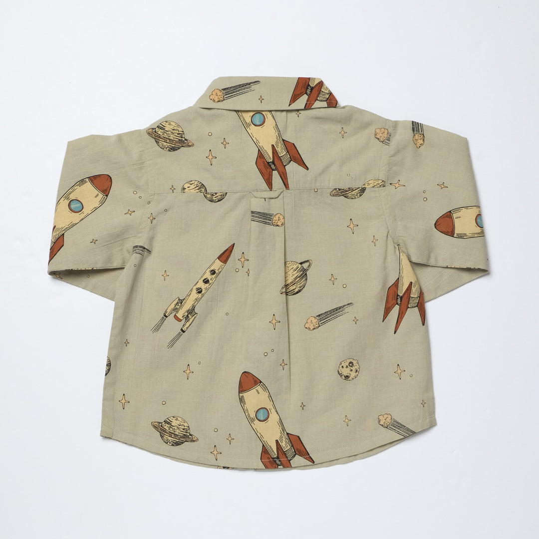 Long Sleeve Jack Shirt – Space Rocket