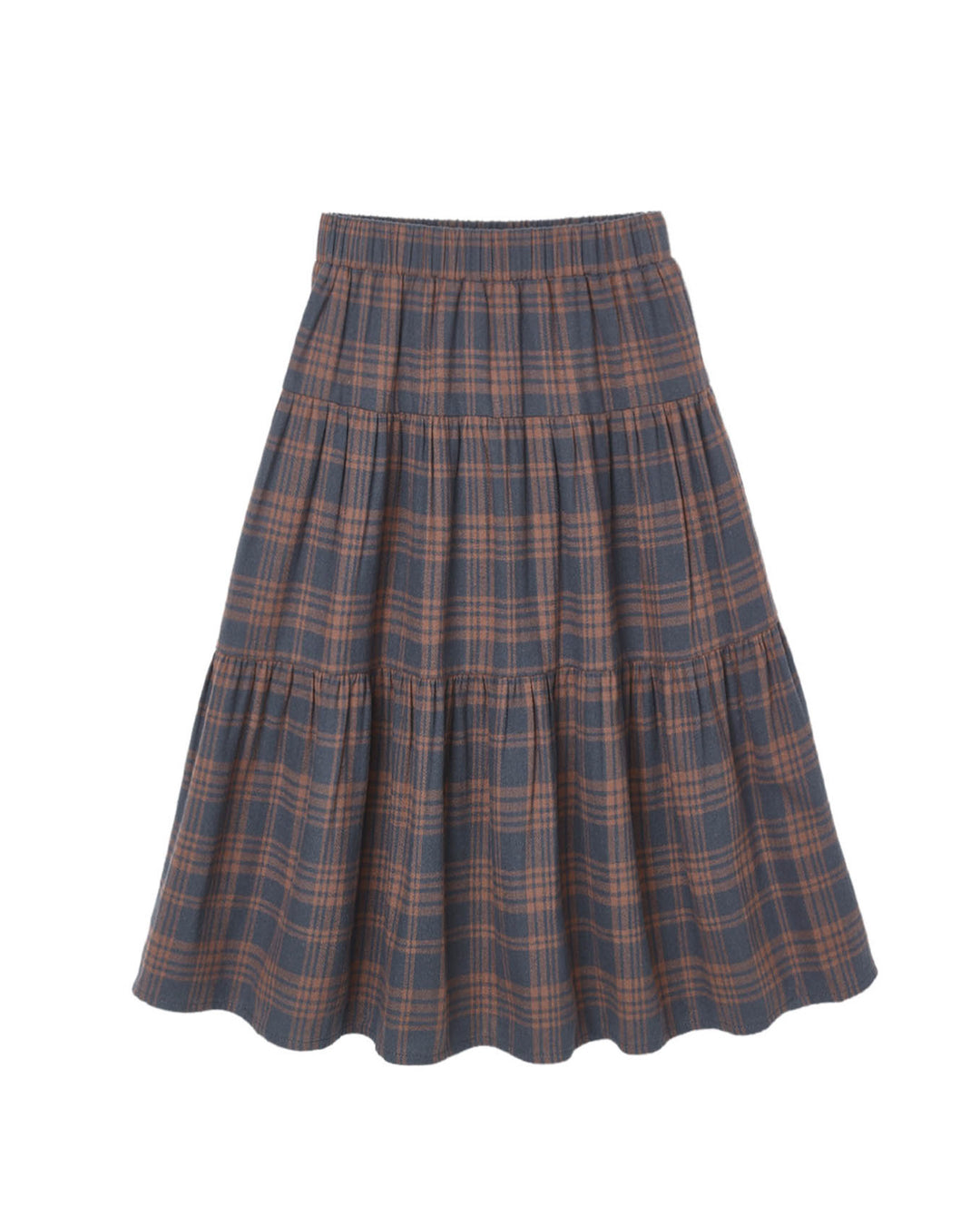 Tiered Midi Skirt | Midnight Plaid