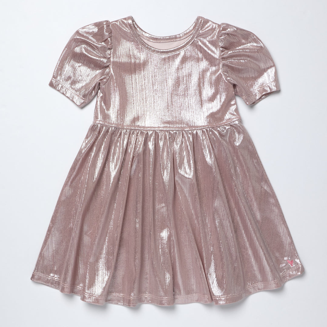 Lamé Laurie Dress – Glitter Pink