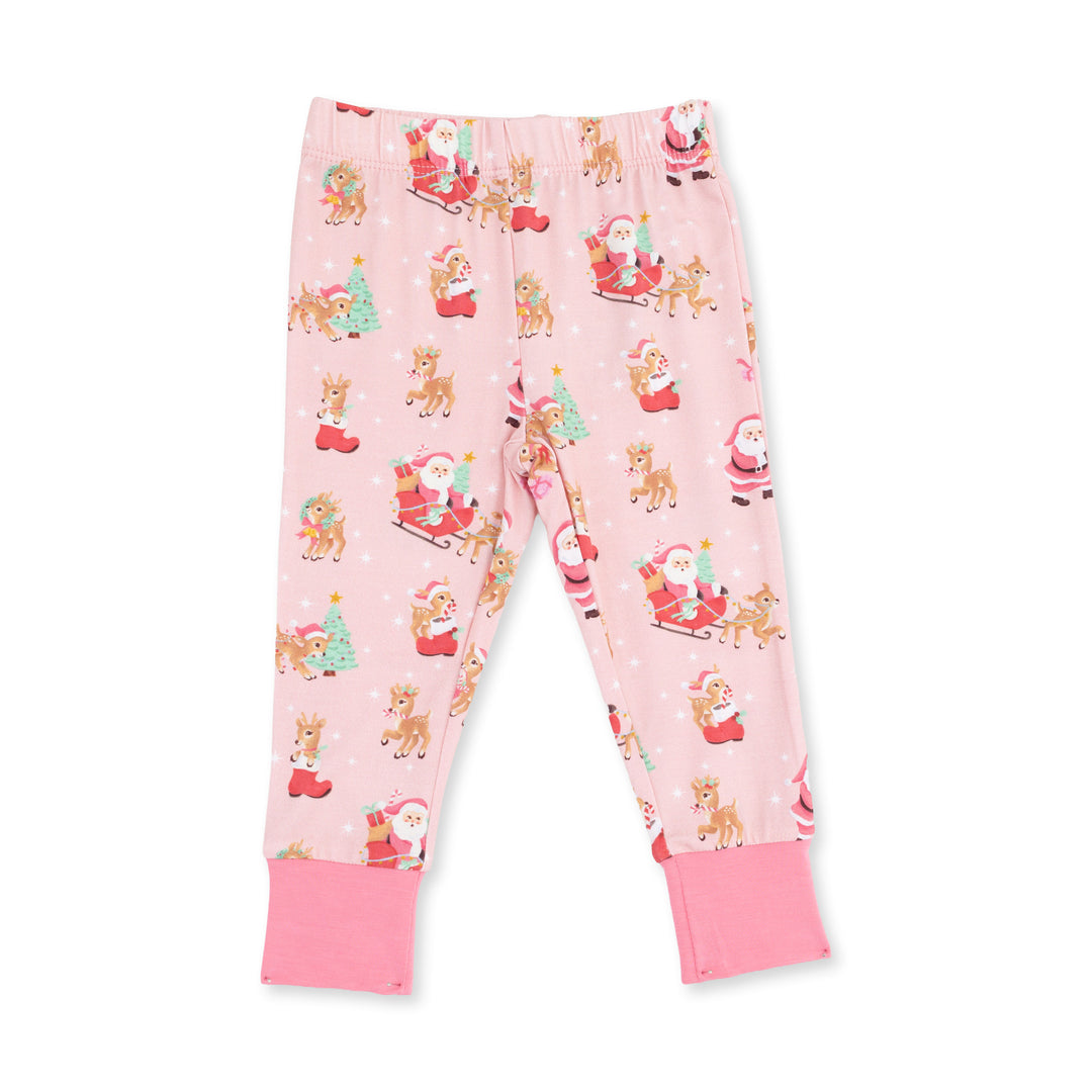 Vintage Reindeer &amp; Santa Pink - Long Sleeve Loungewear Set
