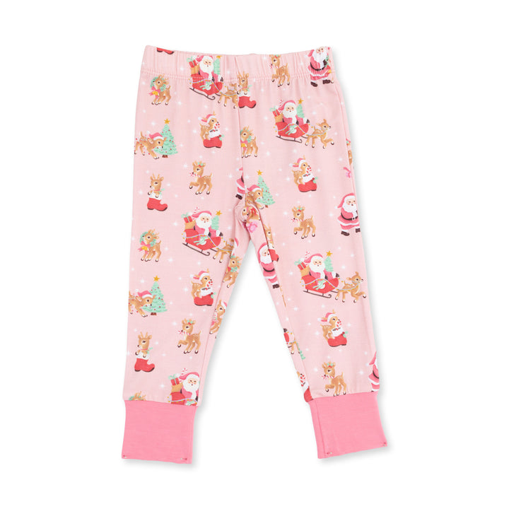 Vintage Reindeer &amp; Santa Pink - Long Sleeve Loungewear Set