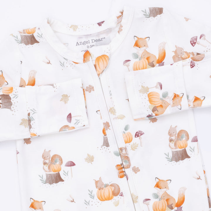 Woodland Animals with Pumpkins 2‑Way Zipper Footie