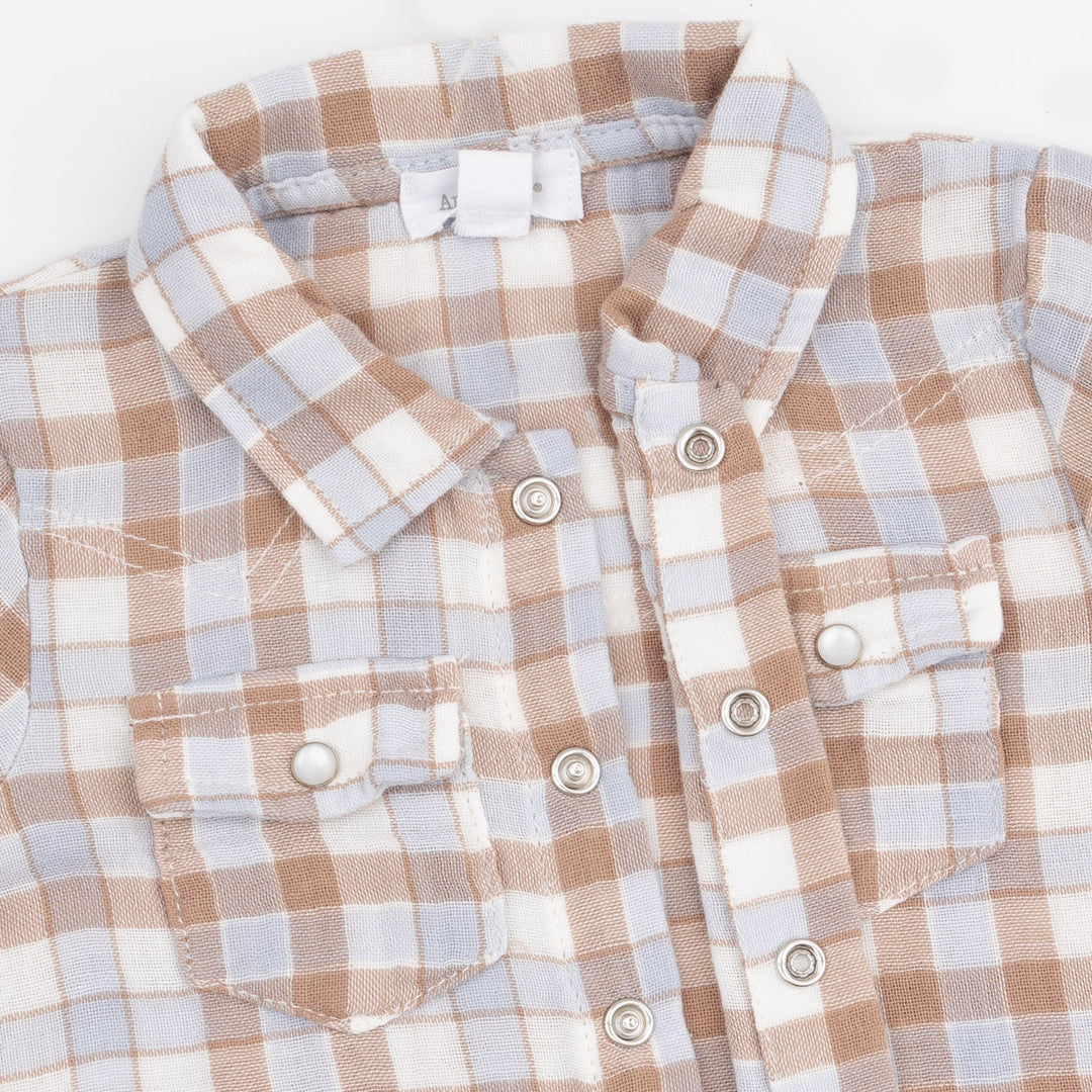 Western Plaid - Short Sleeve Western Pearl Snap Shirt